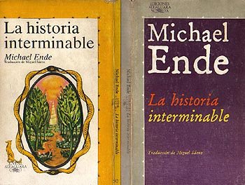 Frente y dorso de la portada de las primeras ediciones en castellano de "La historia interminable"